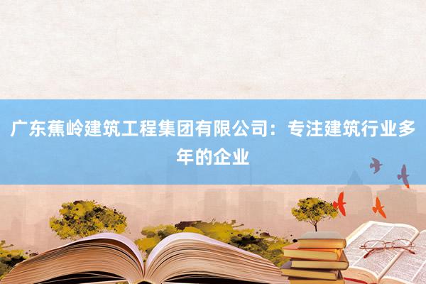 广东蕉岭建筑工程集团有限公司：专注建筑行业多年的企业
